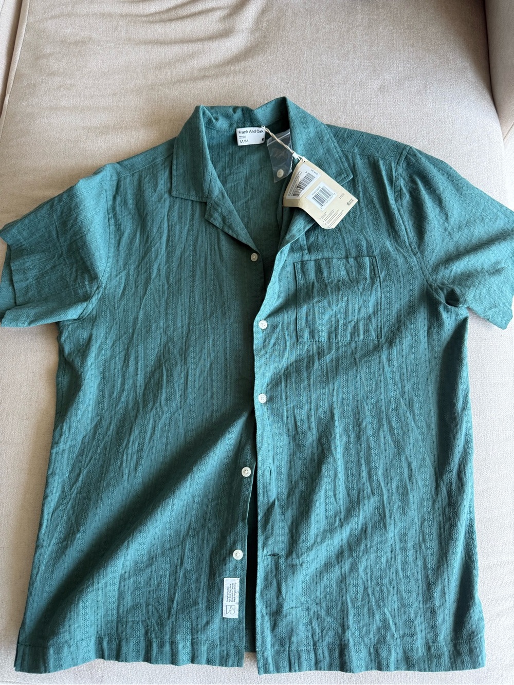 Frank & Oak Teal Short-Sleeve Camp Shirt - Picture 2 of 4